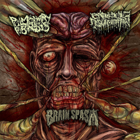 PULMONARY FIBROSIS /ENTRENCHED INGURGITATION / BRAIN SPASM ‎– 3 Way Split [Goregrind & Brutal Death & Noisegrind - FR, USA, CA]
